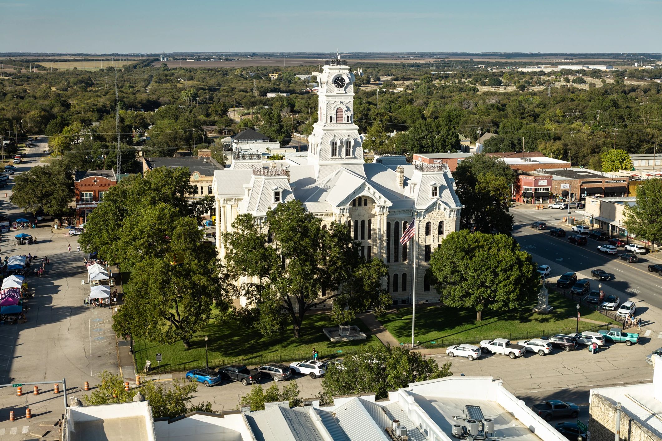 Courthouse exterior with columns on a sunny day